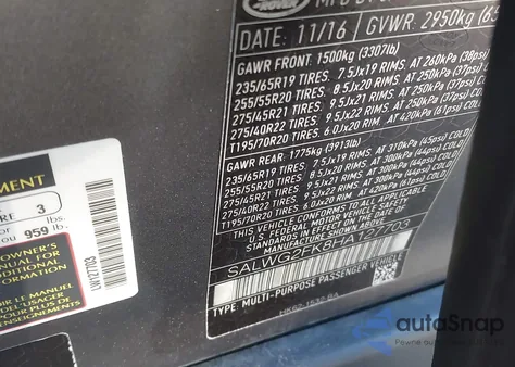 2017 Land Rover Range Rover Sport 3.0L V6 Turbocharged Diesel Se Td6 from USA, damaged, VIN SALWG2FK8HA127703